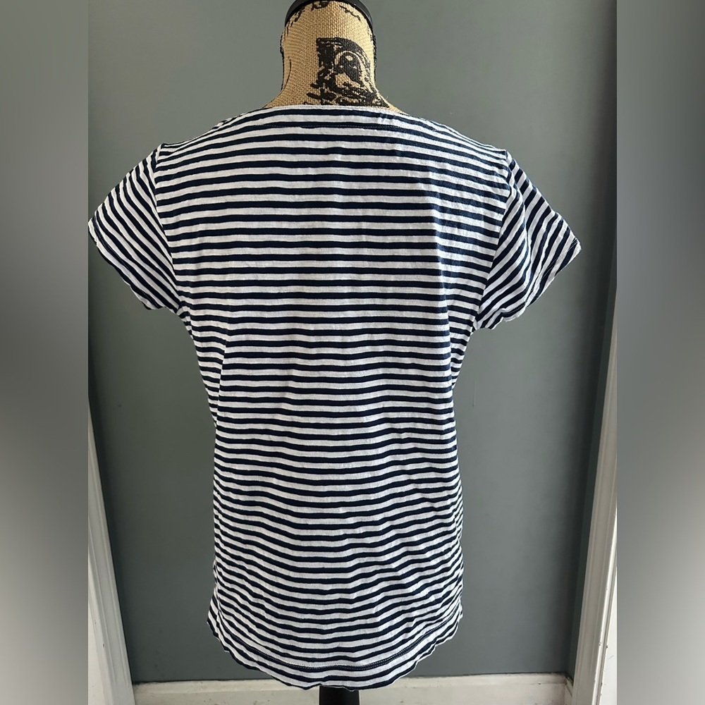 St. John’s Bay Navy/White Women’s Short-Sleeve Top. Size L. - Picture 2 of 4